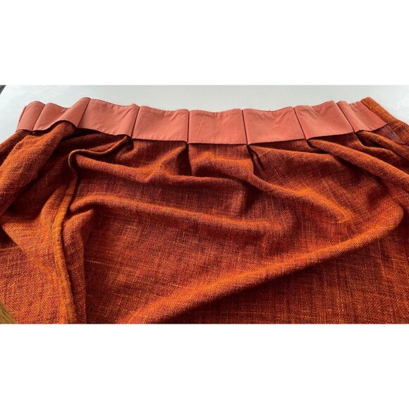Vintage 70s pleated curtain, burnt orange/brick red thick woven, single panel - Picture 6 of 10